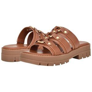 Nine West Women's Cazz Platform Slip on Sandal, Size 6.5M, BROWN